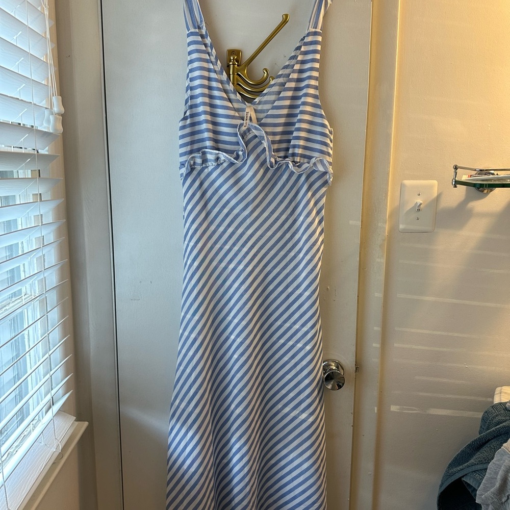 Elli White blue and white striped long dress